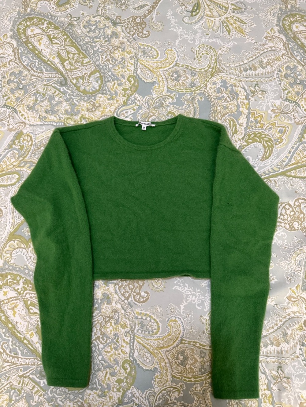 Reformation Green Knit Cropped Sweater